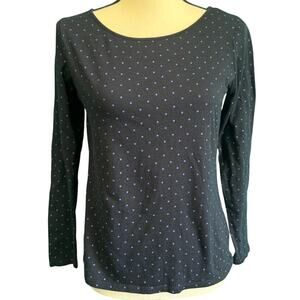 Liz Claiborne Navy Blue Polka Dot Basic Long Sleeve Tee Women's Small